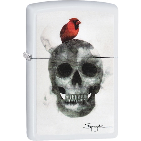 Zippo 2024 Zippo Steven Spazuk Scull W/Red Bird White Matte 29644 ZIP-214CI406417